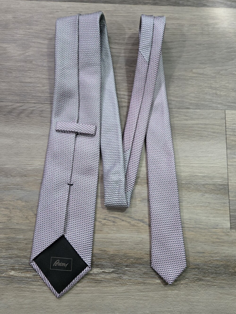 Brioni Italy Silk Tie - Lavender Textured Geometric​